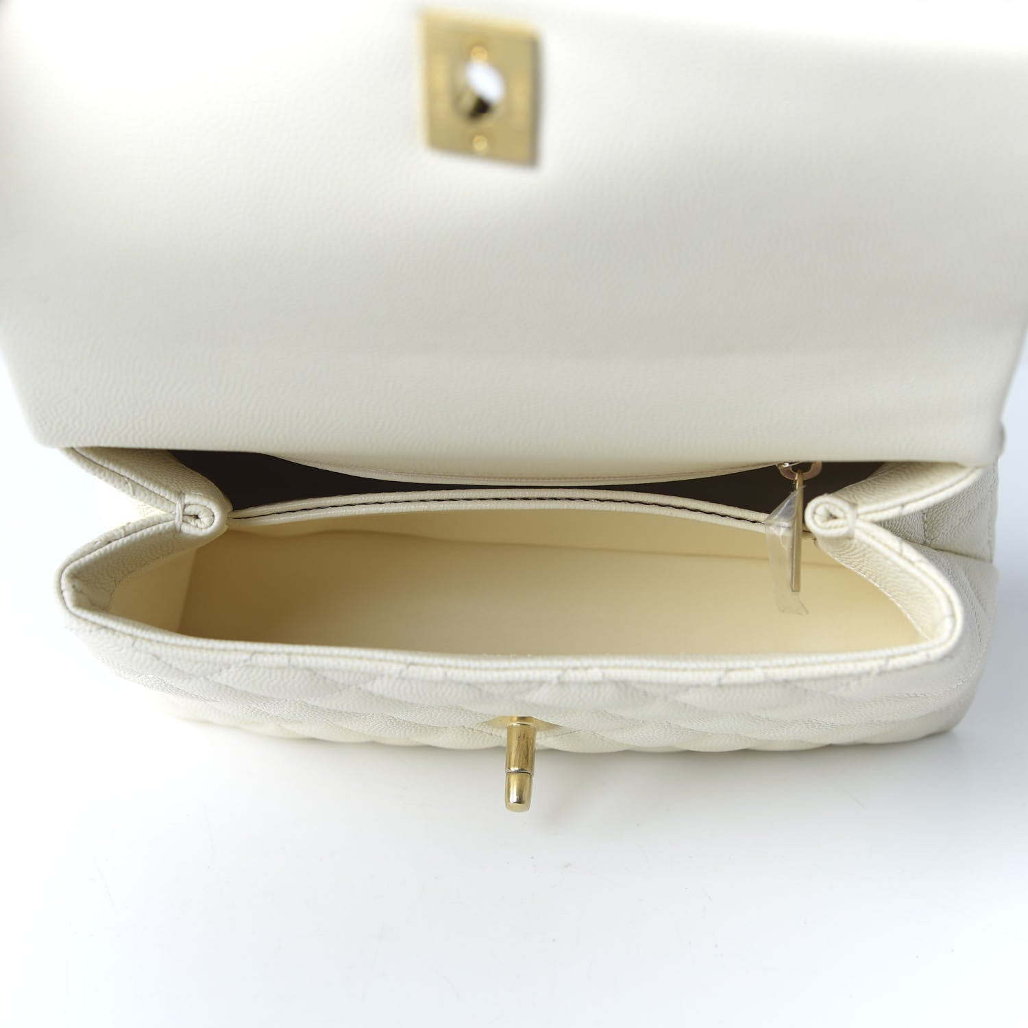 Chanel Caviar Lizard Quilted Mini Coco Handle Flap White 5 of 10