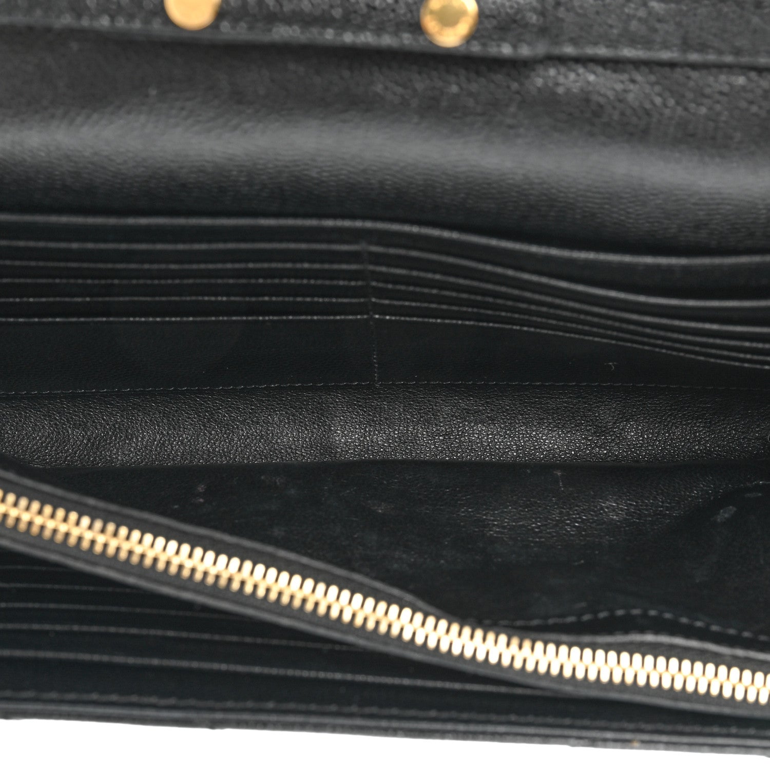 Saint Laurent Grain De Poudre Matelasse Chevron Monogram Chain Wallet Black 7 of 17