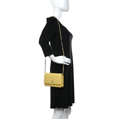 Chanel Caviar Quilted Tiny CC Wallet On Chain WOC Yellow 2 of 13