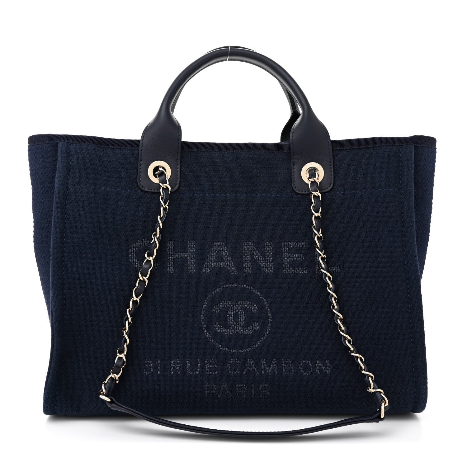 Chanel Mixed Fibers Small Deauville Tote Navy 1 of 13