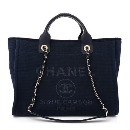 Chanel Mixed Fibers Small Deauville Tote Navy 1 of 13
