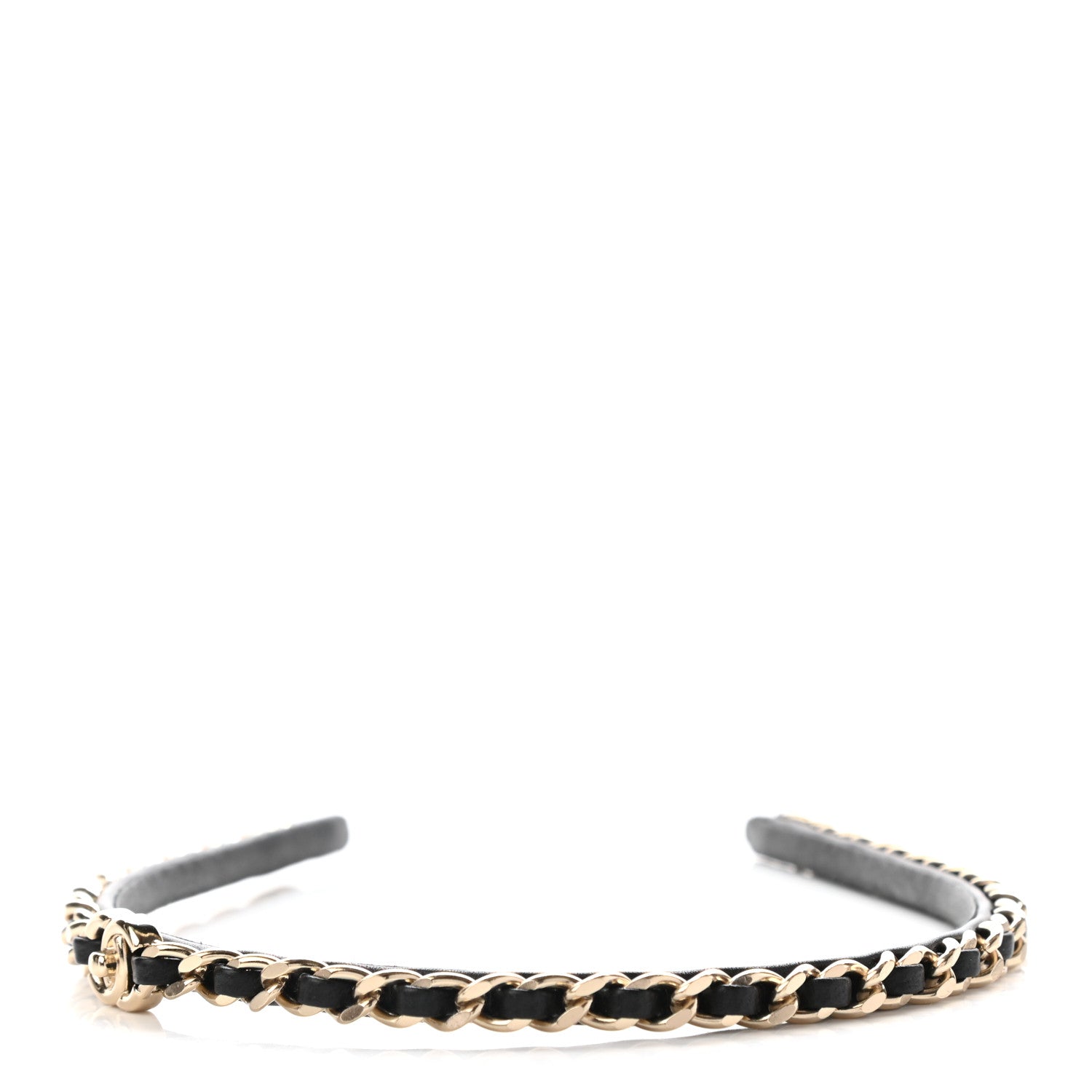 Chanel Metal Lambskin CC Turnlock Chain Headband Gold Black 3 of 6