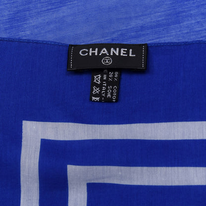 Chanel Cotton Silk CC Scarf Blue 3 of 3