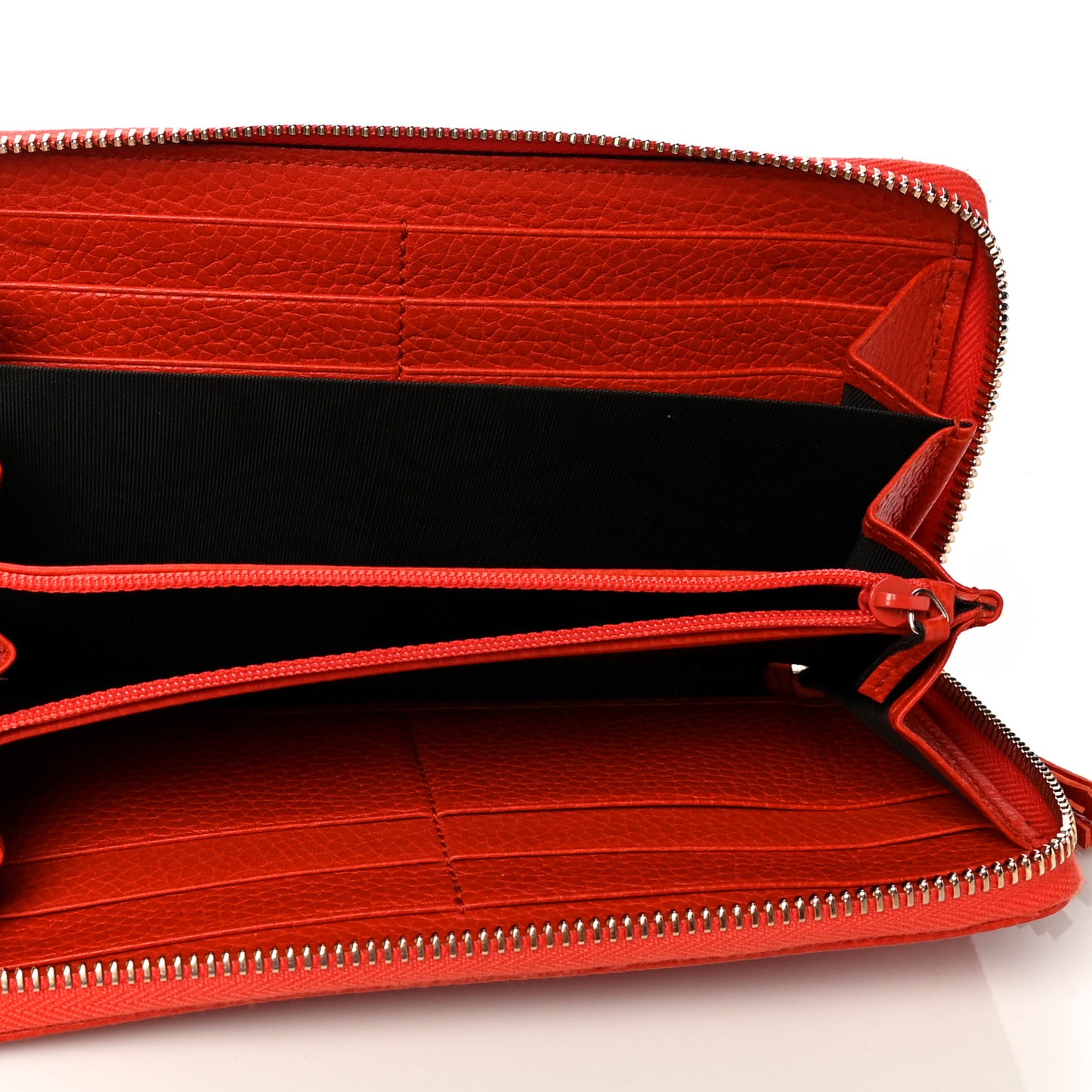 Pebbled Calfskin Soho Zip Around Wallet Sun Orange