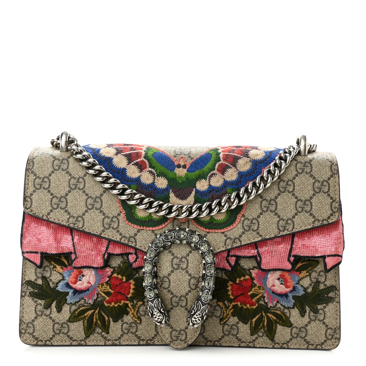 GG Supreme Monogram Embroidered Small Dionysus Shoulder Bag