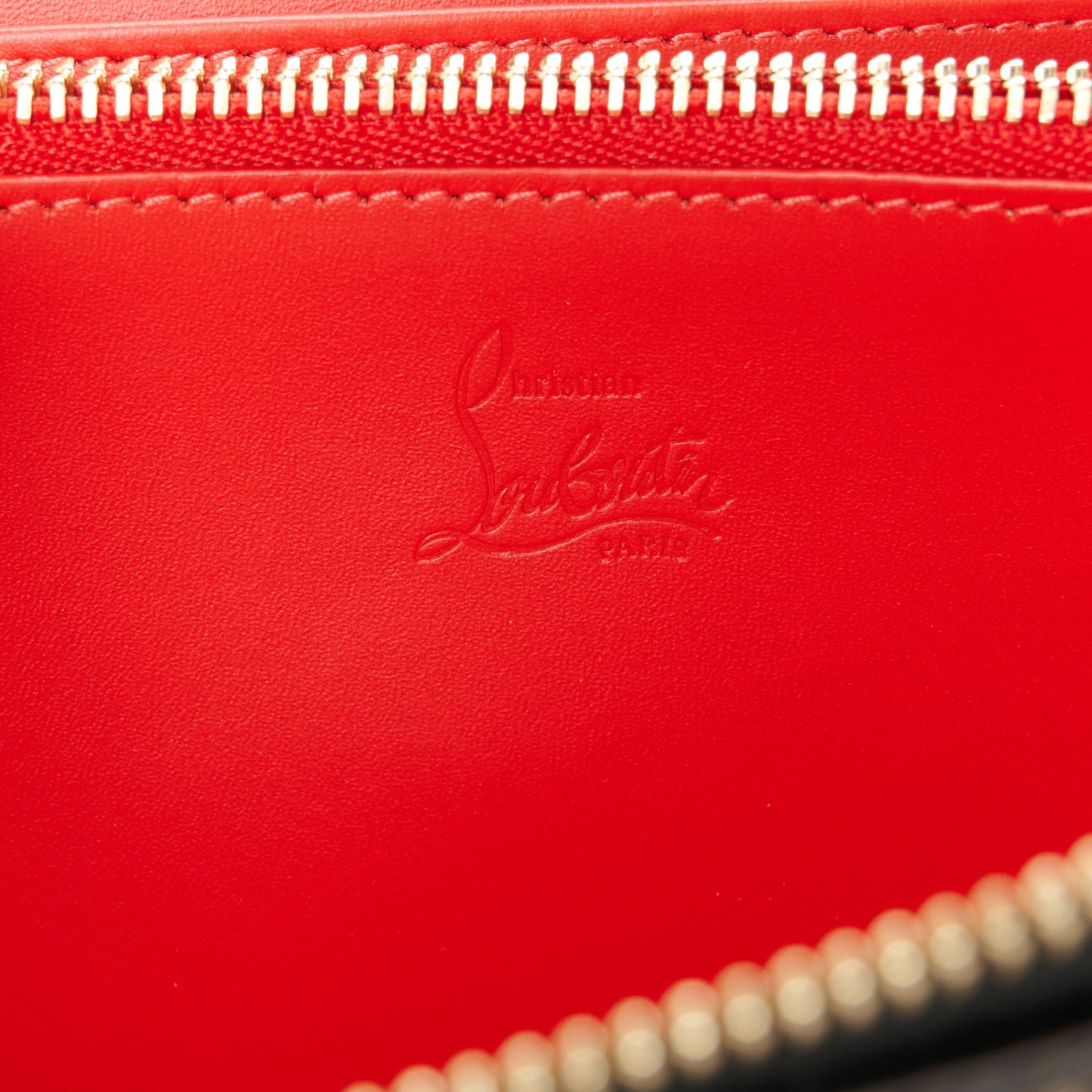 Calfskin Panettone Spiked Zip Around Wallet Black Gold