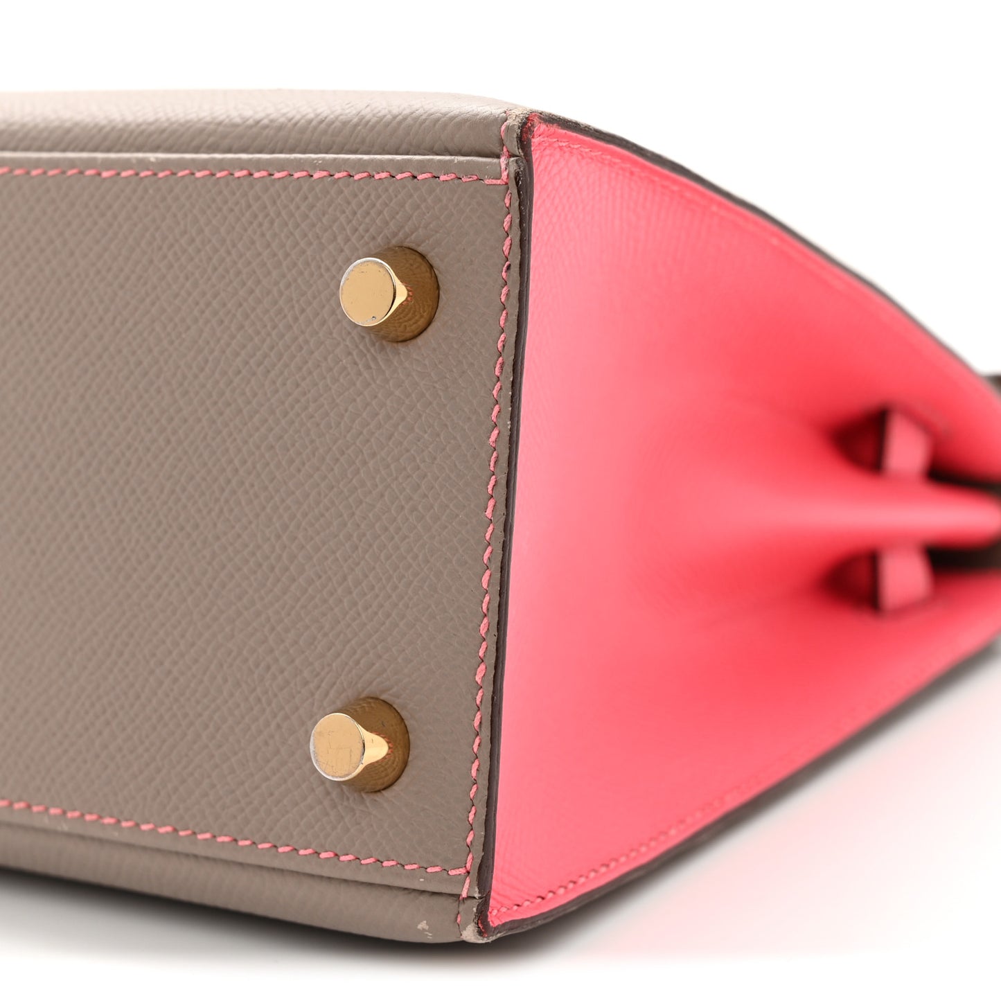 Epsom Bi-Color Horseshoe Kelly Sellier 25 Etoupe Rose Azalee