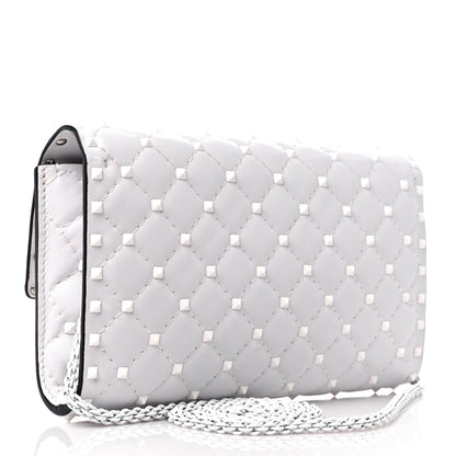 Valentino Garavani Lambskin Free Rockstud Spike Wallet on Chain Optic White 3 of 14