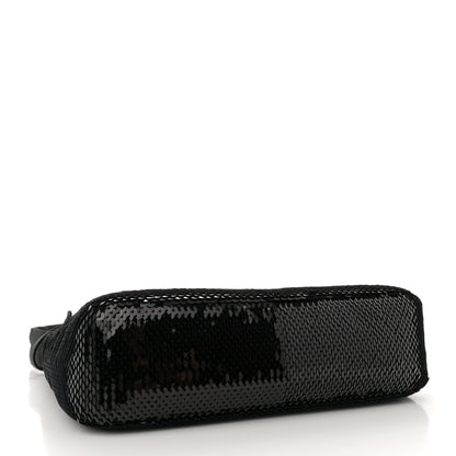 Prada Paillettes Sequin Mini Re-Edition 2000 Bag Black White 4 of 11