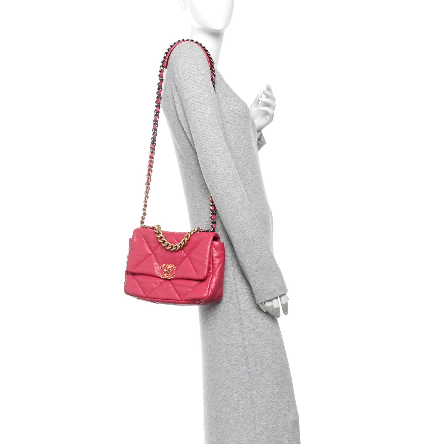 Chanel Goatskin Quilted Medium Chanel 19 Flap Pink 2 of 10