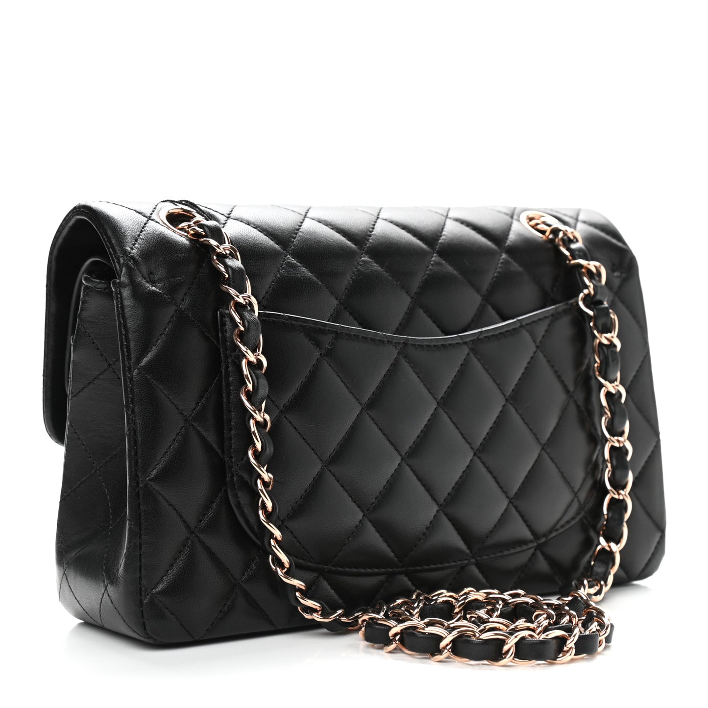 Lambskin Quilted Small Double Flap Black