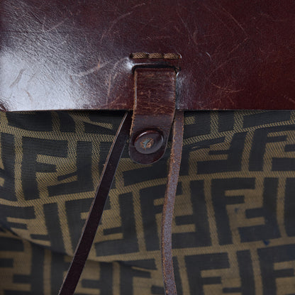 Fendi Zucca Drawstring Flap Backpack Tobacco 9 of 11