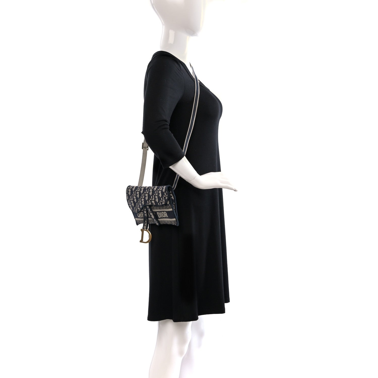 Christian Dior Oblique Slim Saddle Pouch Blue 2 of 8