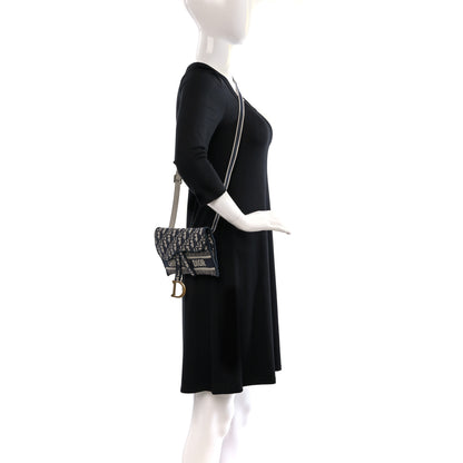 Christian Dior Oblique Slim Saddle Pouch Blue 2 of 8