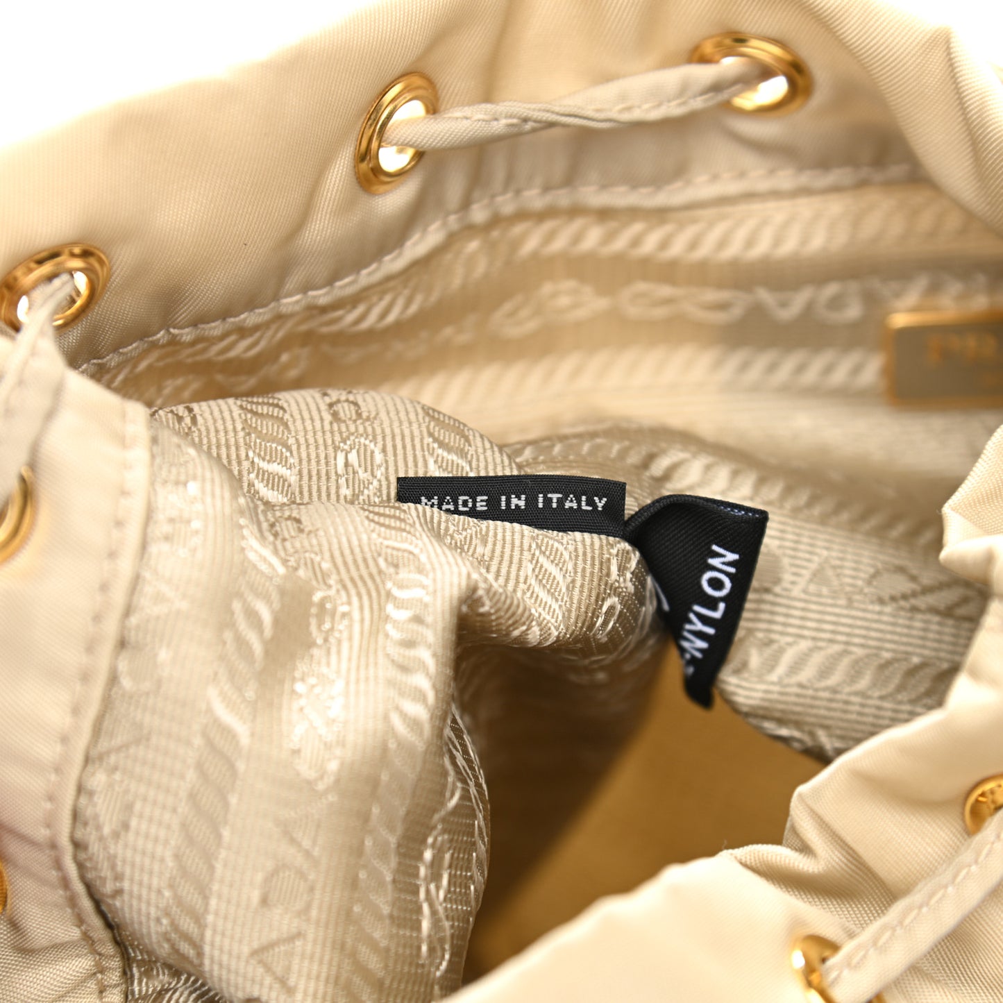 Re-Nylon Saffiano Duet Bucket Crossbody Bag Deserto