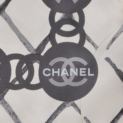 Chanel Silk CC Camellia Scarf Ivory Black 3 of 5