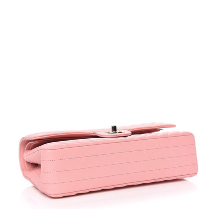 Chanel Caviar Chevron Quilted Medium Double Flap Pink 4 of 10