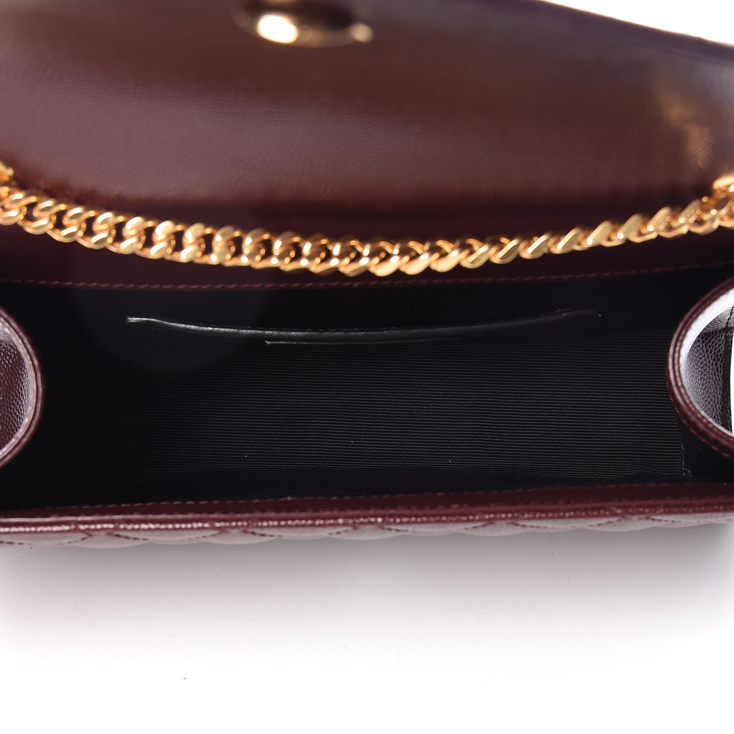 Saint Laurent Grain De Poudre Textured Mixed Matelasse Triquilt Small Monogram Satchel Burgundy 5 of 9