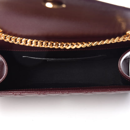 Saint Laurent Grain De Poudre Textured Mixed Matelasse Triquilt Small Monogram Satchel Burgundy 5 of 9