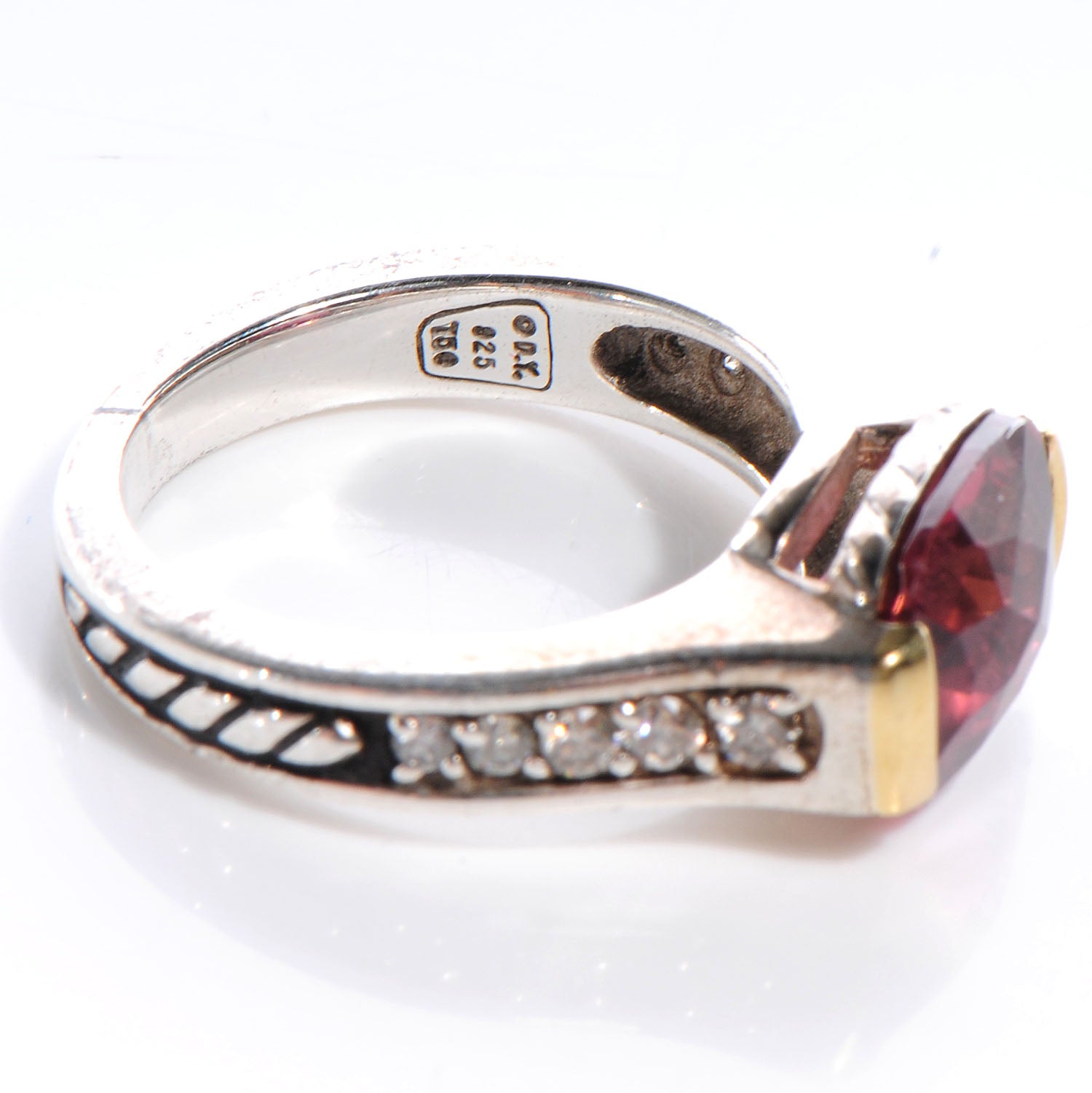 David Yurman Sterling Silver Diamond Tourmaline Ring 6 3 of 4