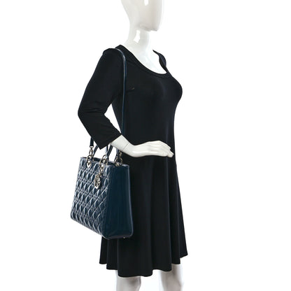 Christian Dior Patent Cannage Large Lady Dior Blue 2 of 11