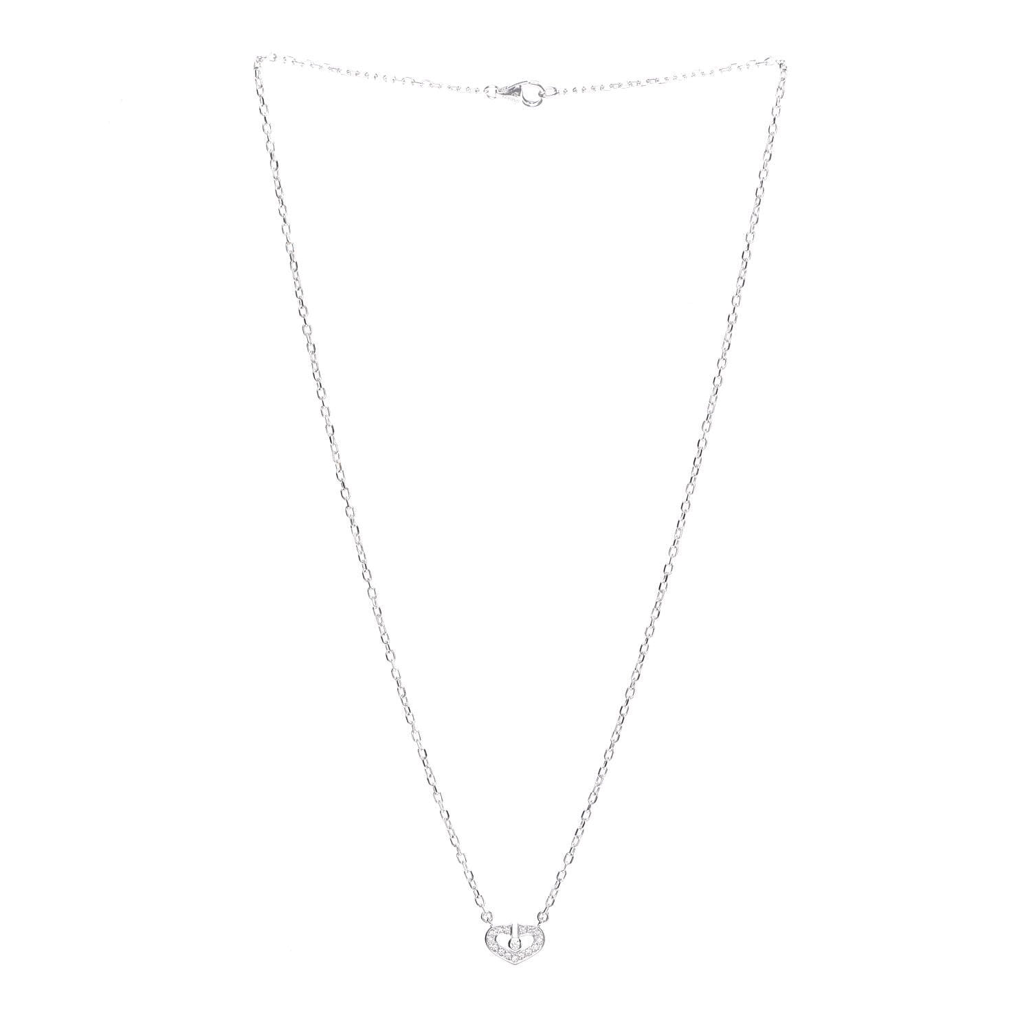 Cartier 18K White Gold Diamond Extra Small C Hearts And Symbols Necklace 3 of 6