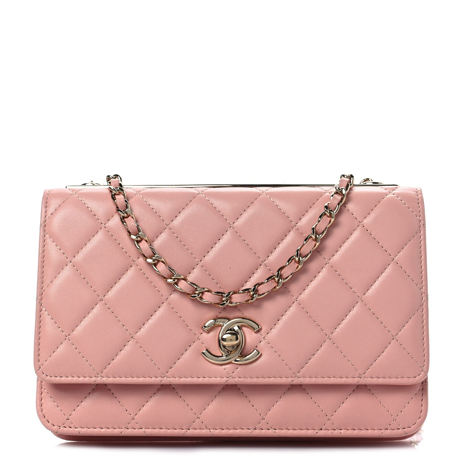 Chanel Lambskin Quilted Trendy CC Wallet On Chain WOC Pink 1 of 8