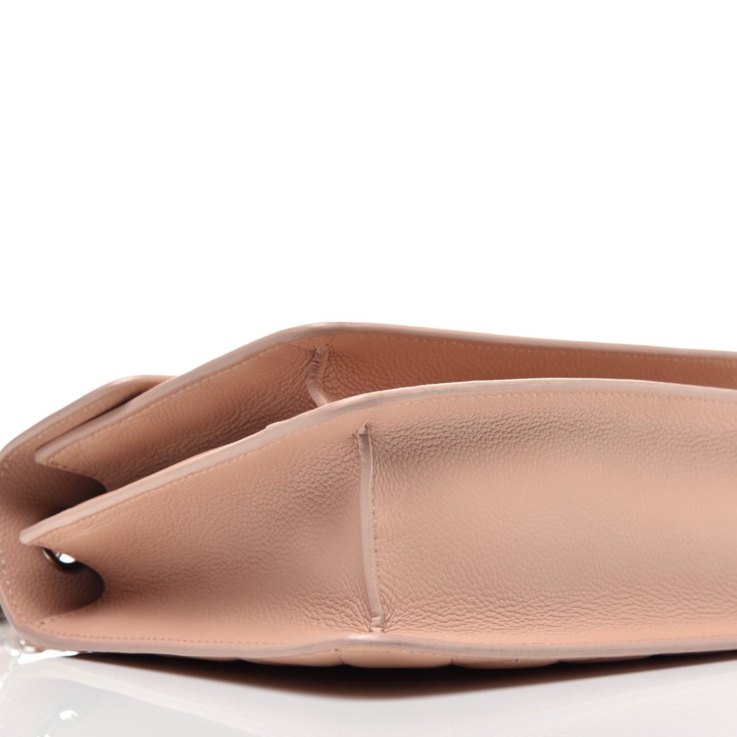 Grained Calfskin Quilted Small CC Box Top Handle Flap Beige