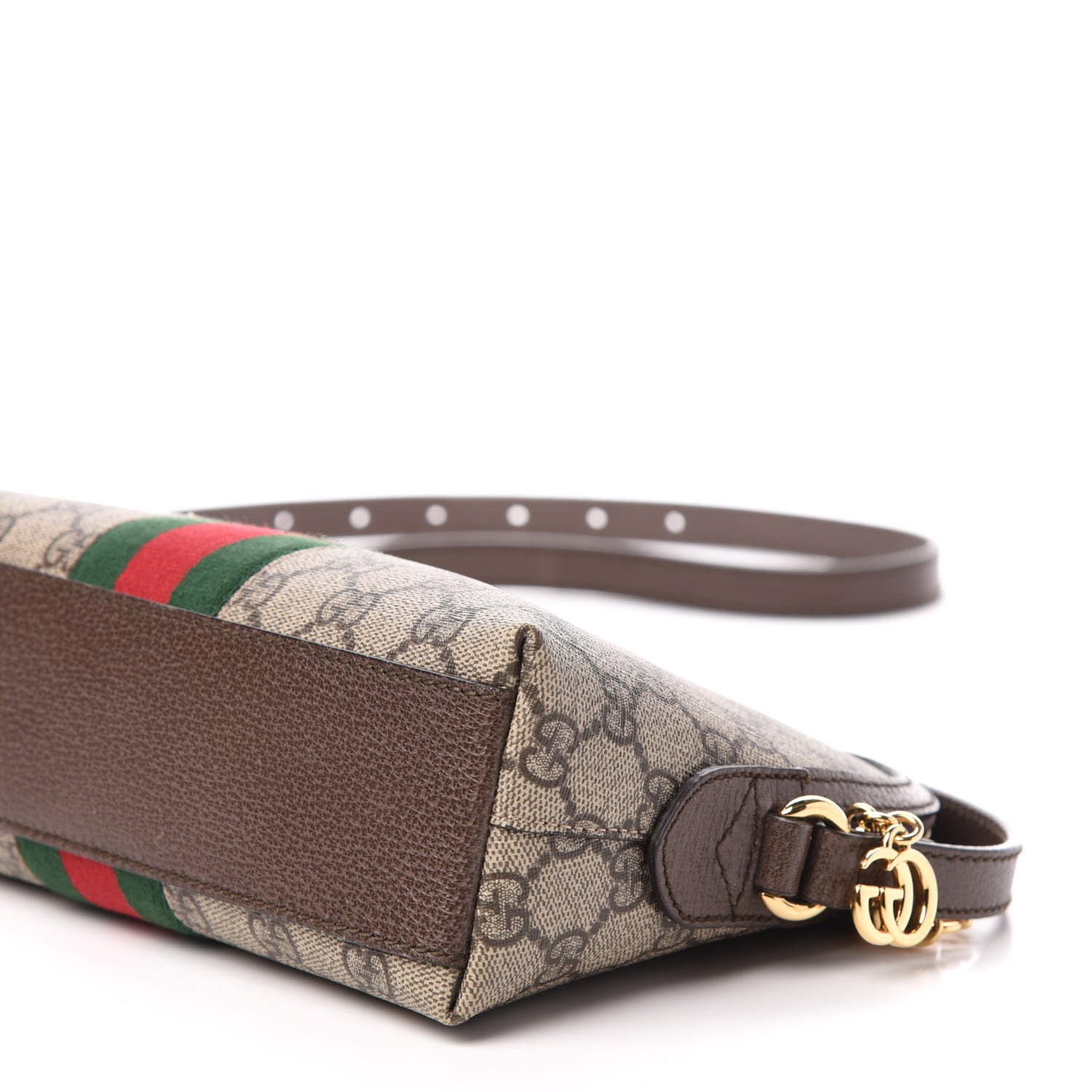Gucci GG Supreme Monogram Textured Dollar Calfskin Web Small Ophidia Dome Shoulder Bag Beige Ebony New Acero 10 of 12