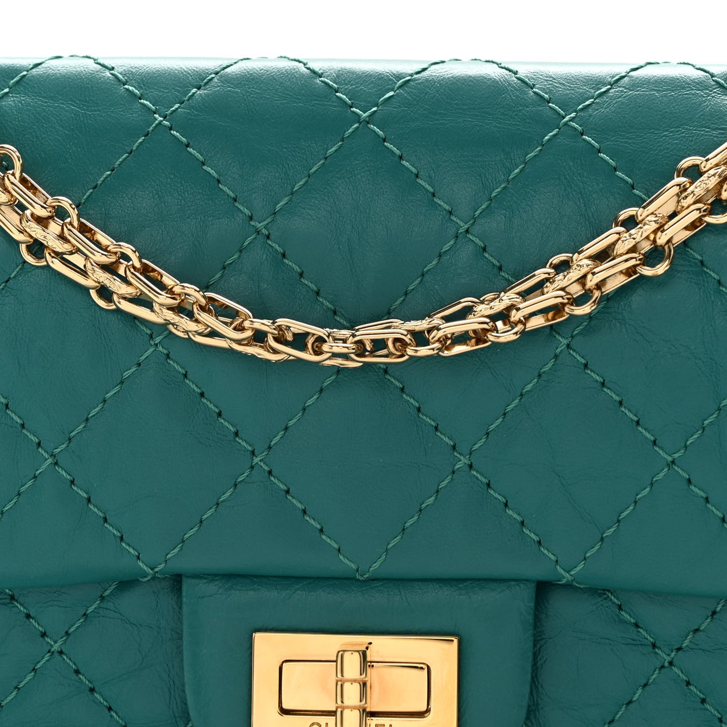 Aged Calfskin Quilted 2.55 Reissue Mini Flap Green