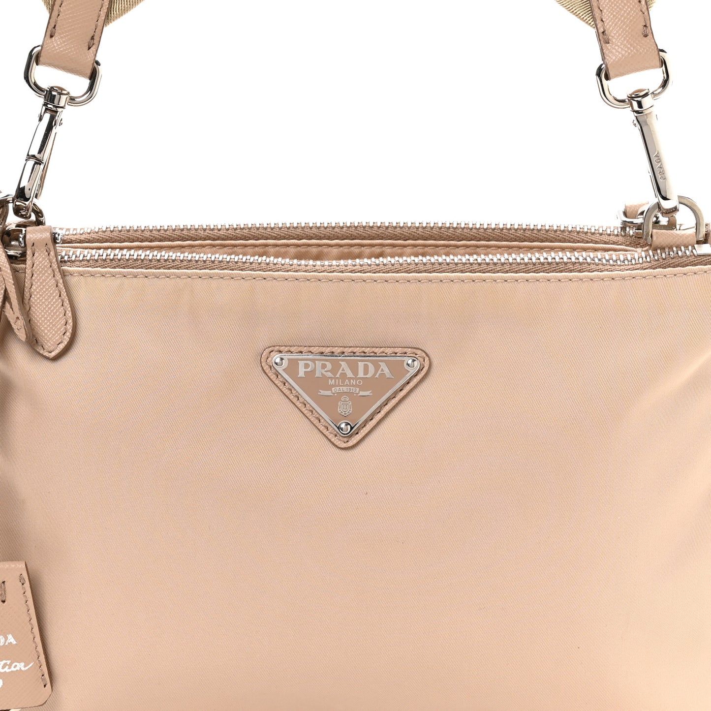 Re-Nylon Saffiano Re-Edition 2000 Double Zip Crossbody Bag Cammeo