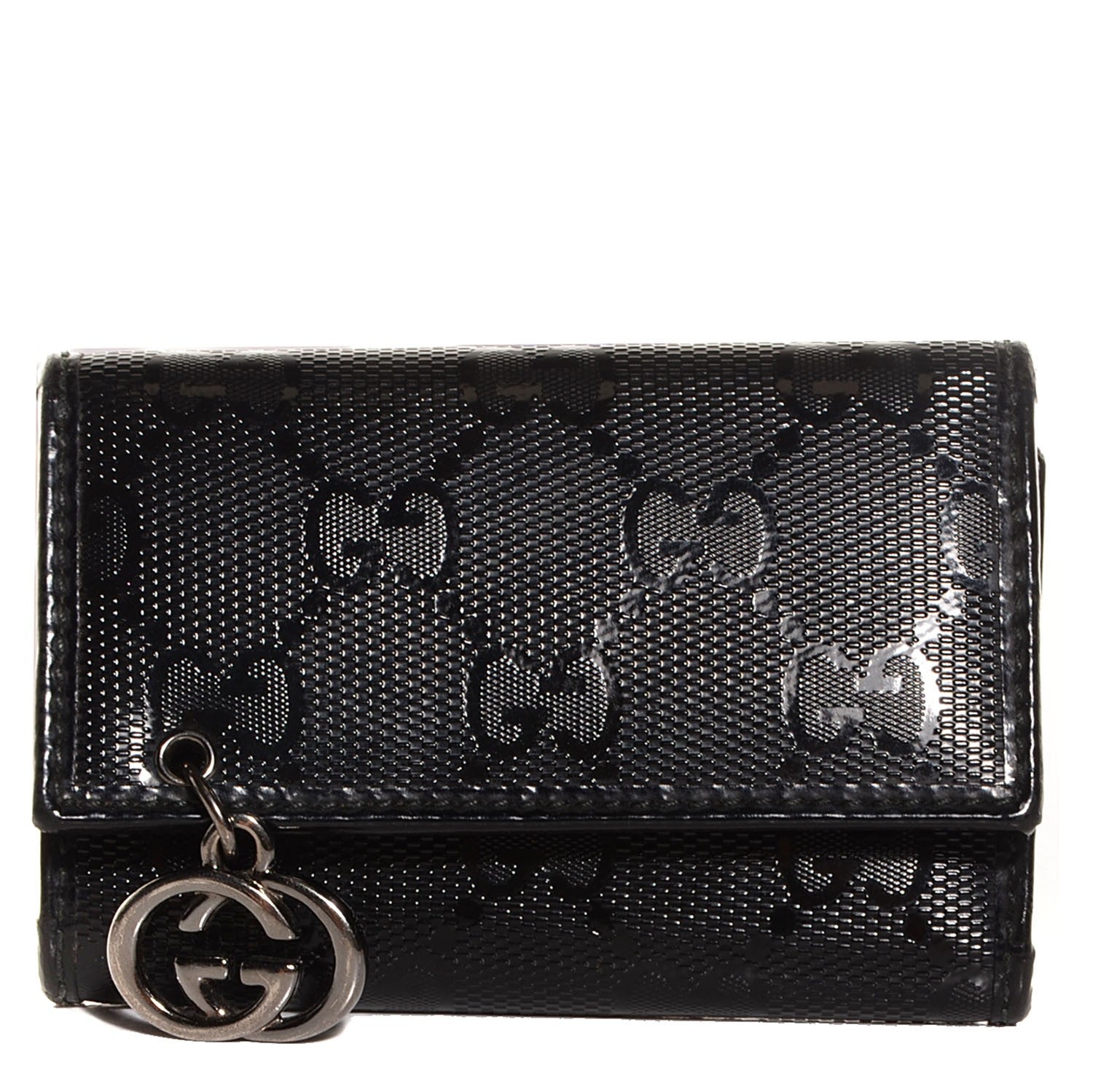 Gucci Imprime Monogram GG Pierce 6 Key Case Black 1 of 7