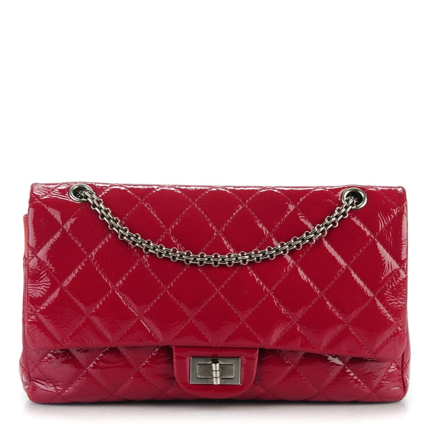 Distressed Patent Quilted 2.55 Reissue 227 Flap Red