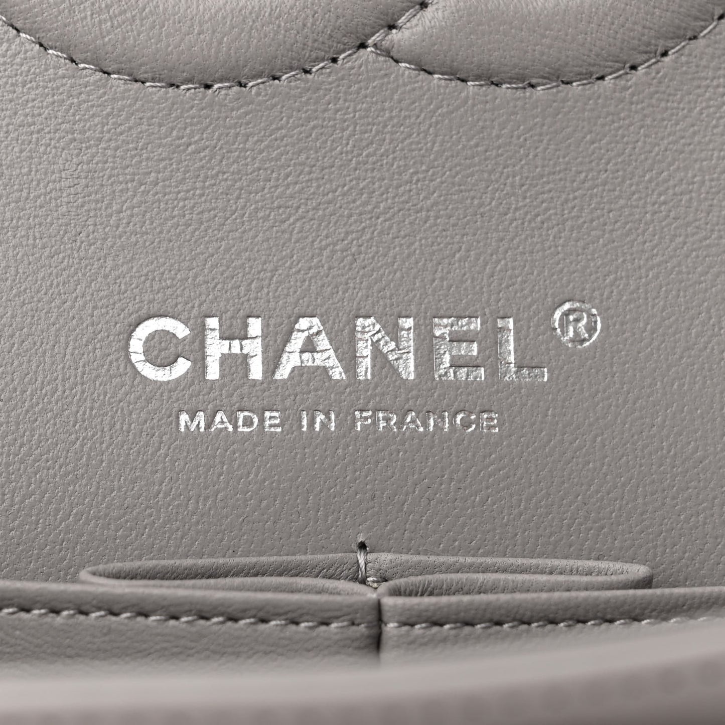 Lambskin Quilted Medium Double Flap Grey