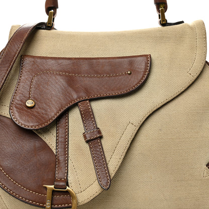 Christian Dior Canvas Calfskin Saddle Bowler Natural Brown 8 of 17