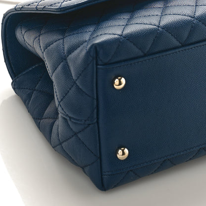 Chanel Caviar Lizard Embossed Quilted Small Coco Handle Flap Navy Blue 9 of 10
