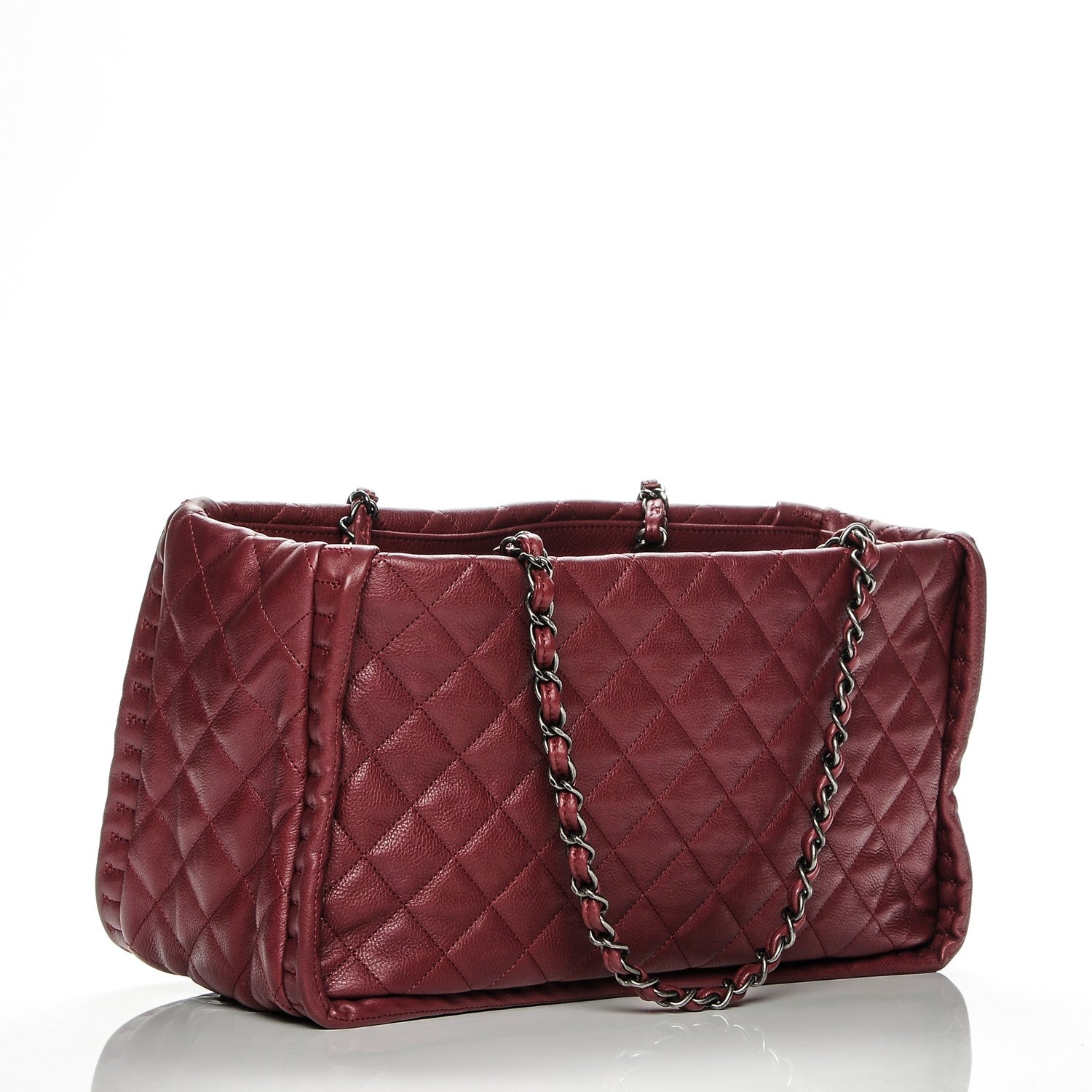 Chanel Calfskin Quilted Small Istanbul Tote Light Burgundy 3 of 7