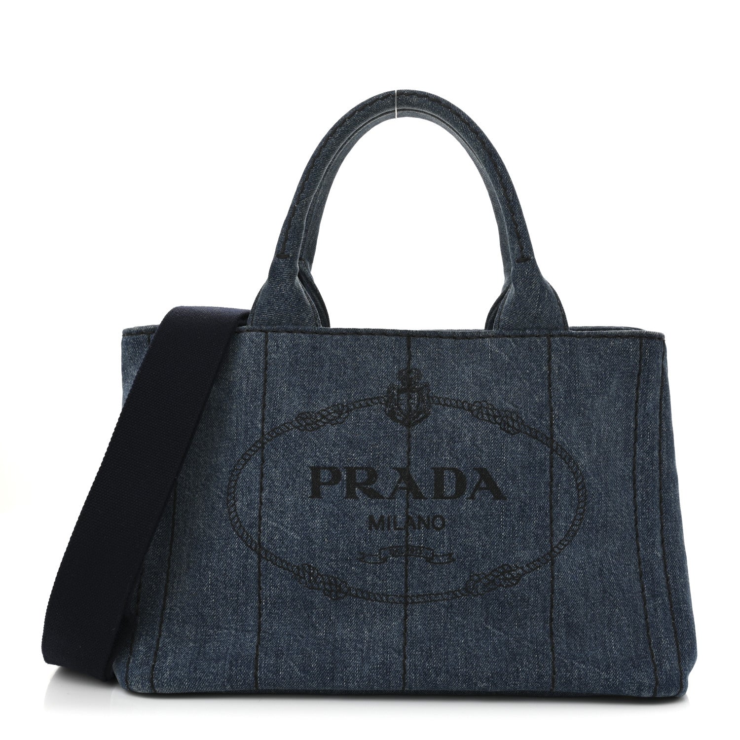 Prada Denim Small Logo Tote Bleu 1 of 10