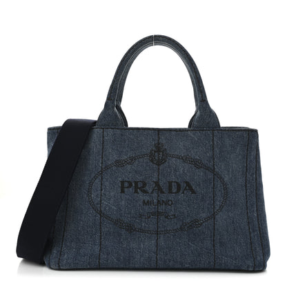Prada Denim Small Logo Tote Bleu 1 of 10