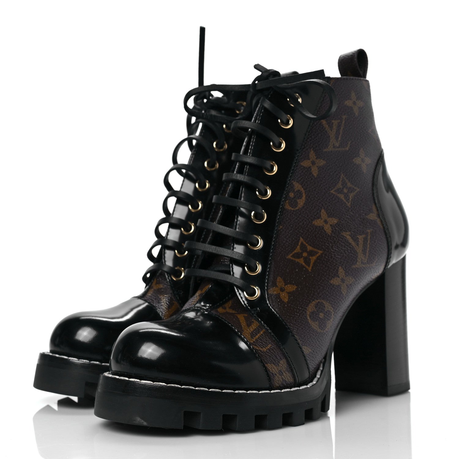 Louis Vuitton Patent Calfskin Monogram Star Trail Ankle Boots 39 Black 3 of 8