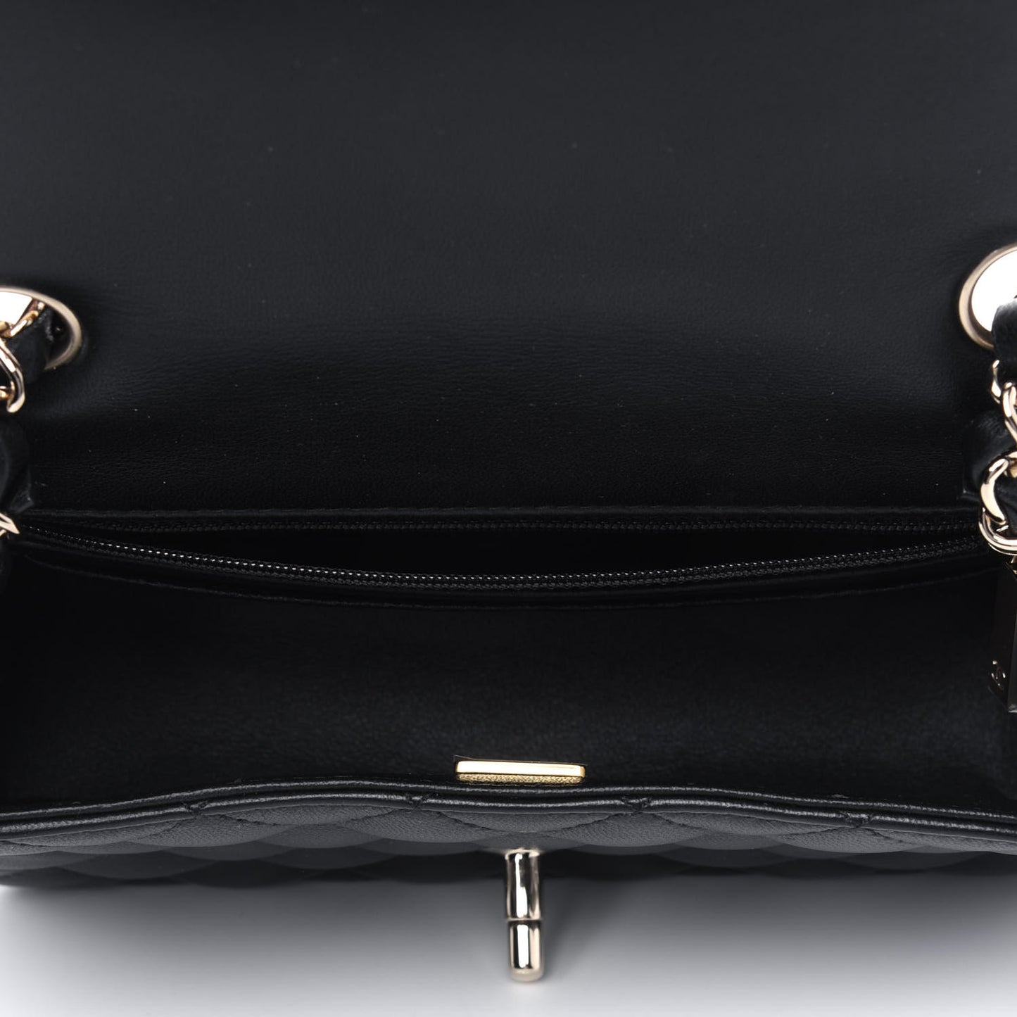 Lambskin Quilted Mini Rectangular Flap Black