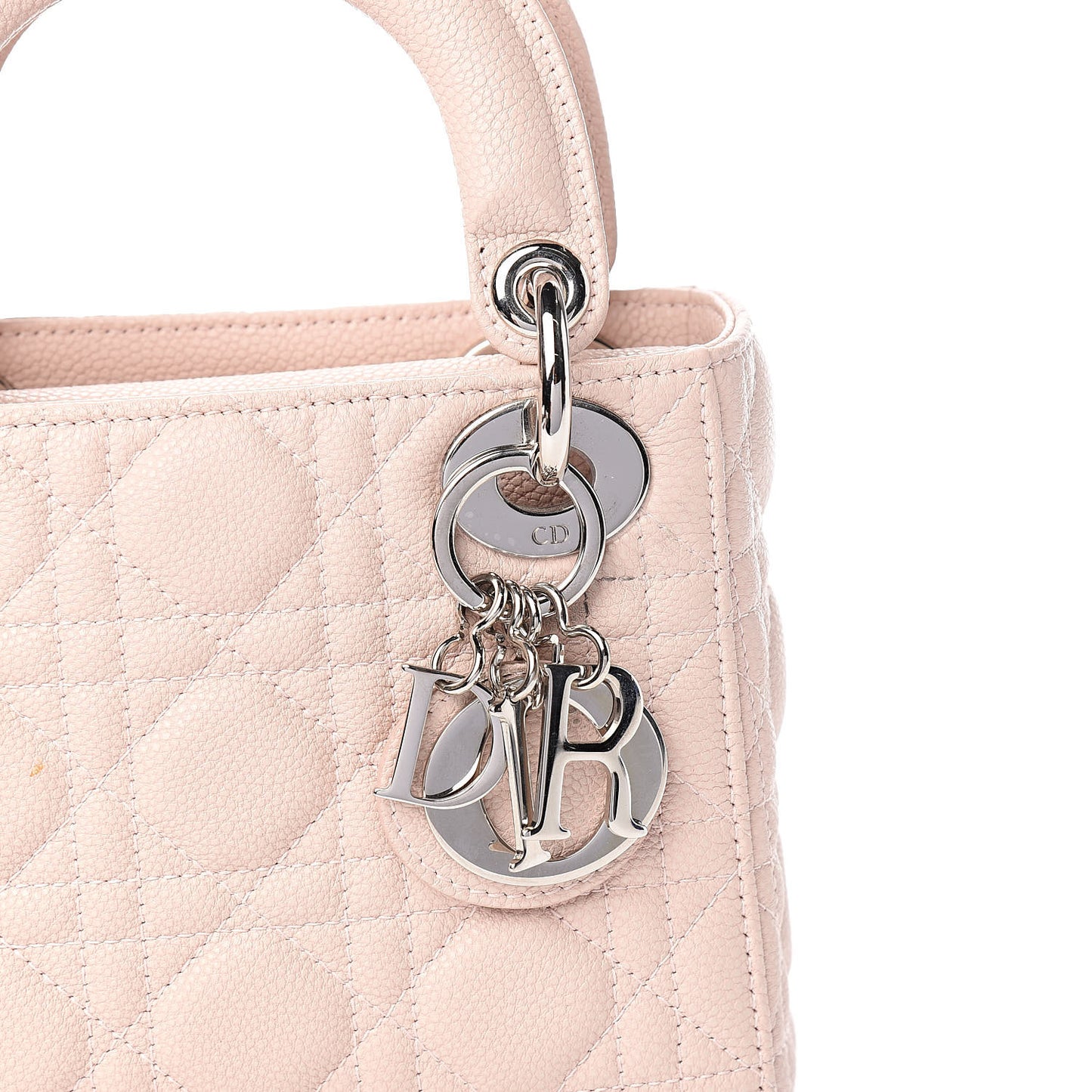 Grained Calfskin Cannage Mini Lady Dior Rose Poudre