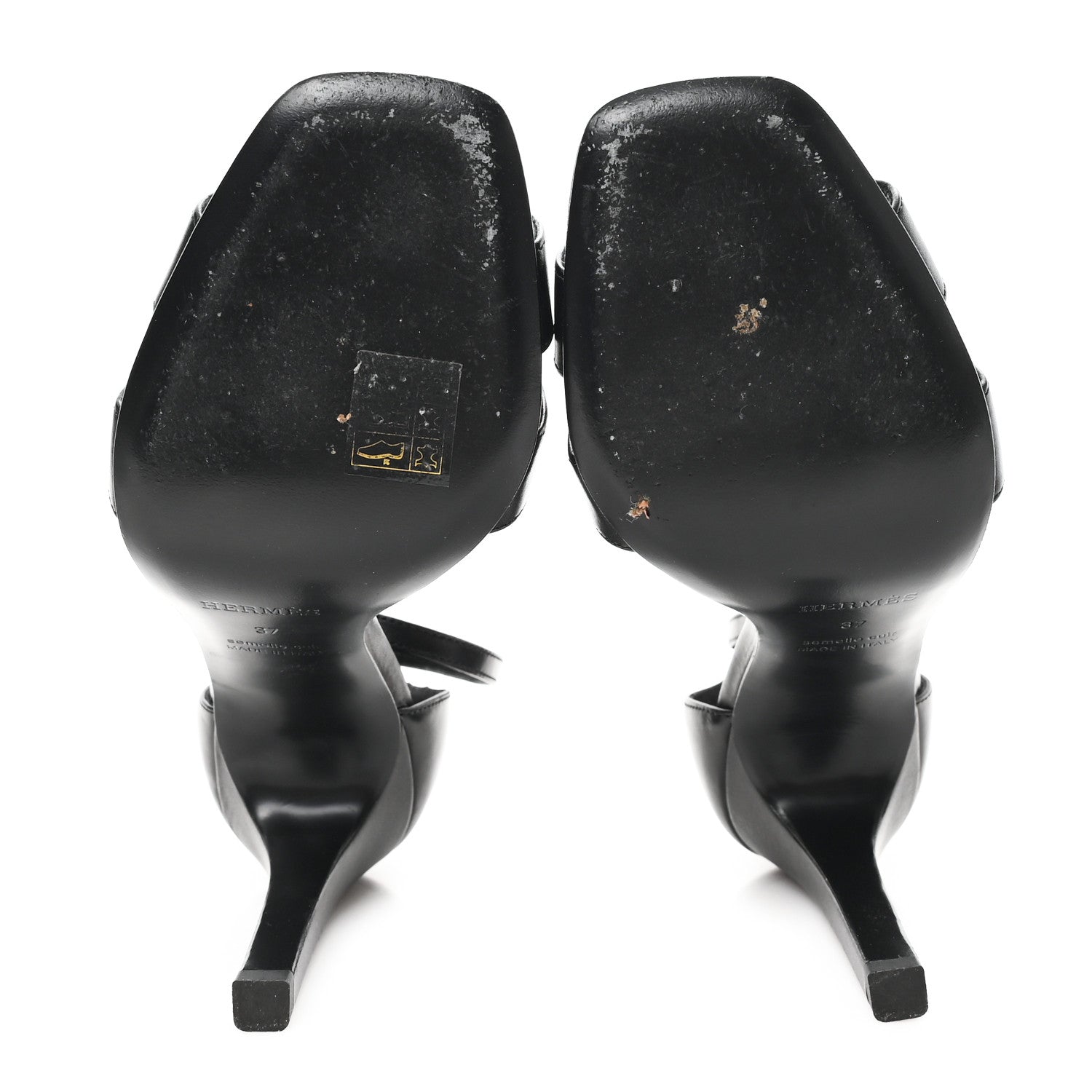 Hermes Calfskin Joy 105 Sandals 37 Black 6 of 11