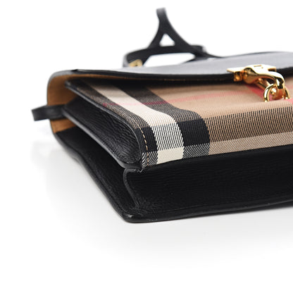 Burberry Derby Calfskin House Check Small Macken Crossbody Bag Black 9 of 11