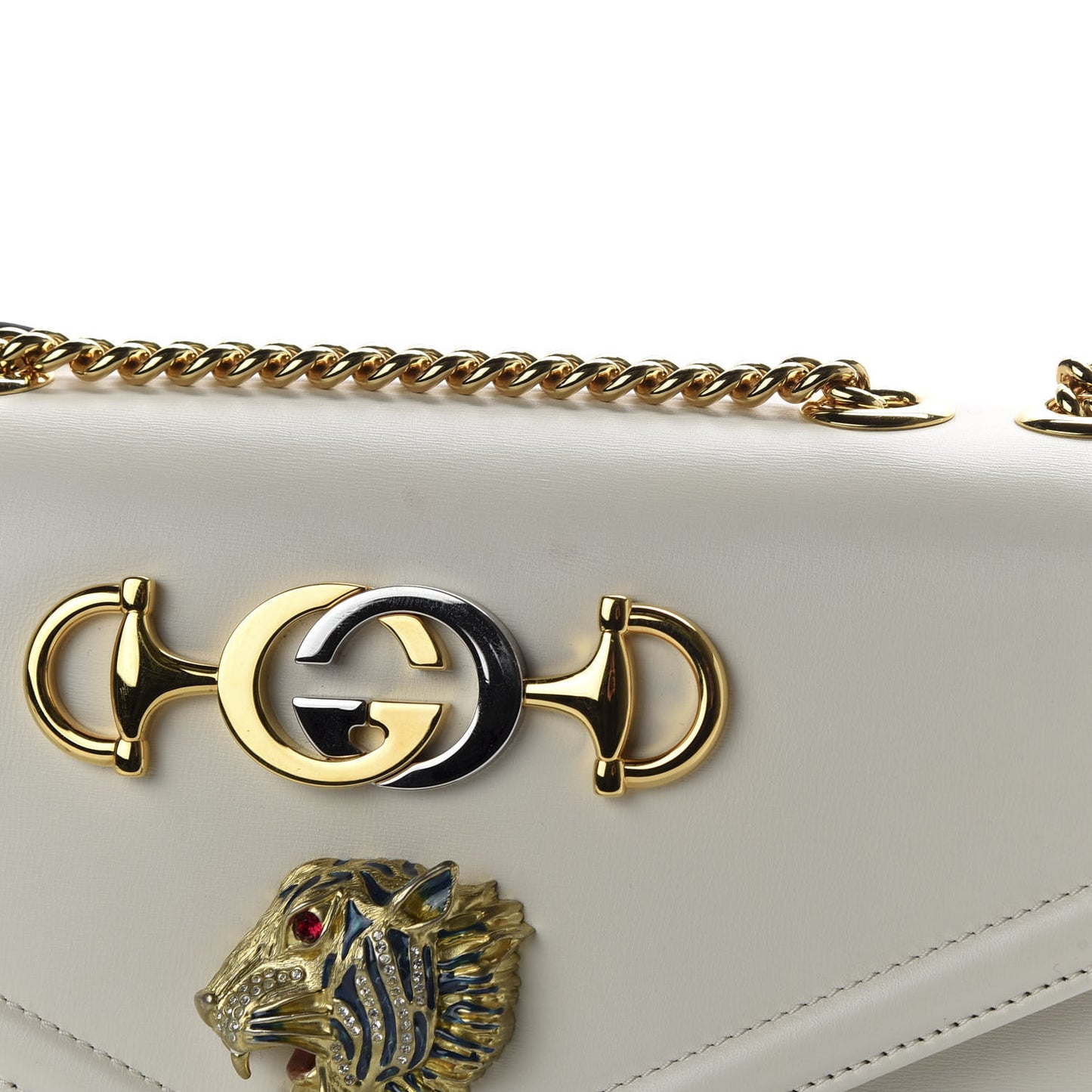 Vitello Palmellato Lux Crystal Medium Rajah Shoulder Bag Mystic White Multicolor