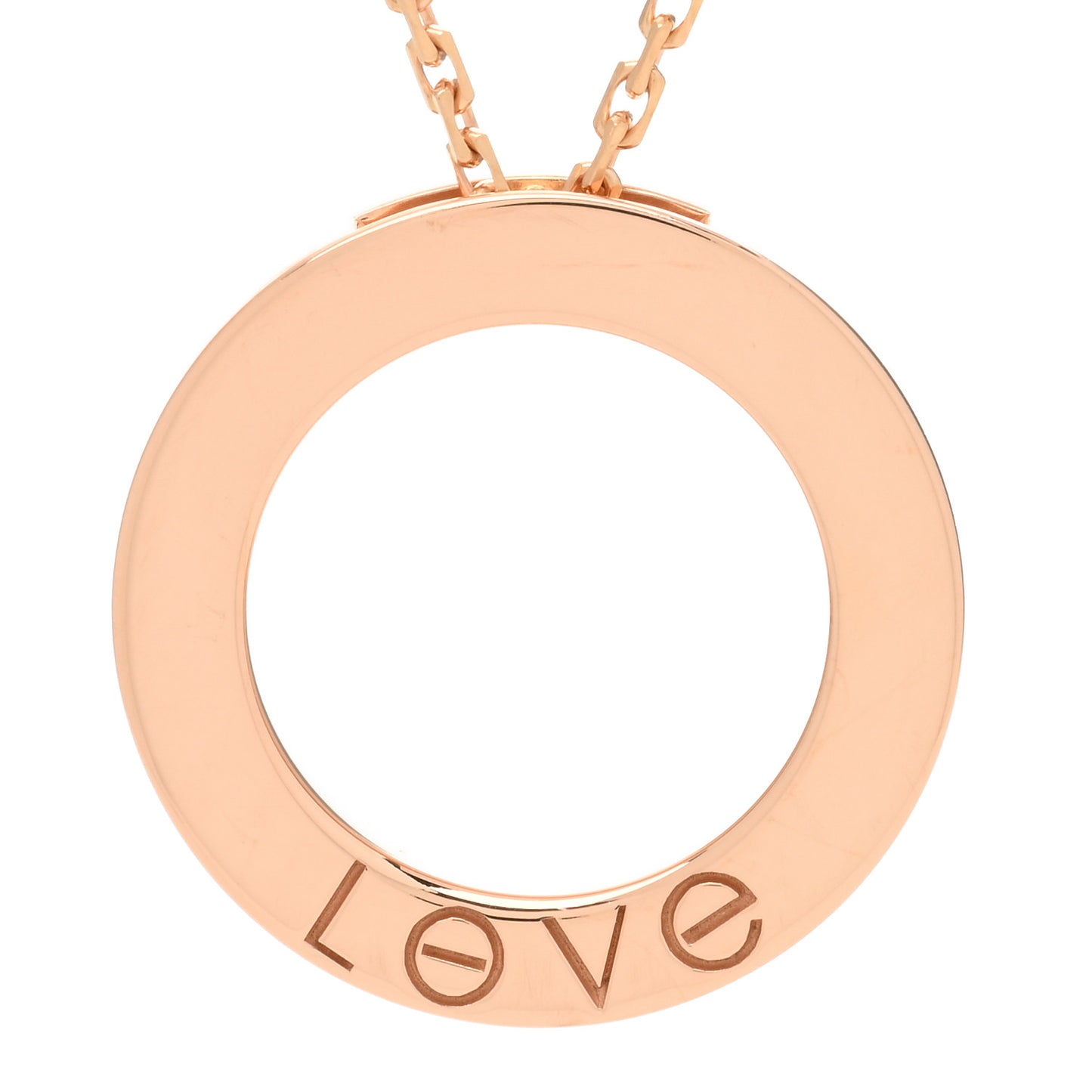 18K Pink Gold Diamond LOVE Paved Necklace