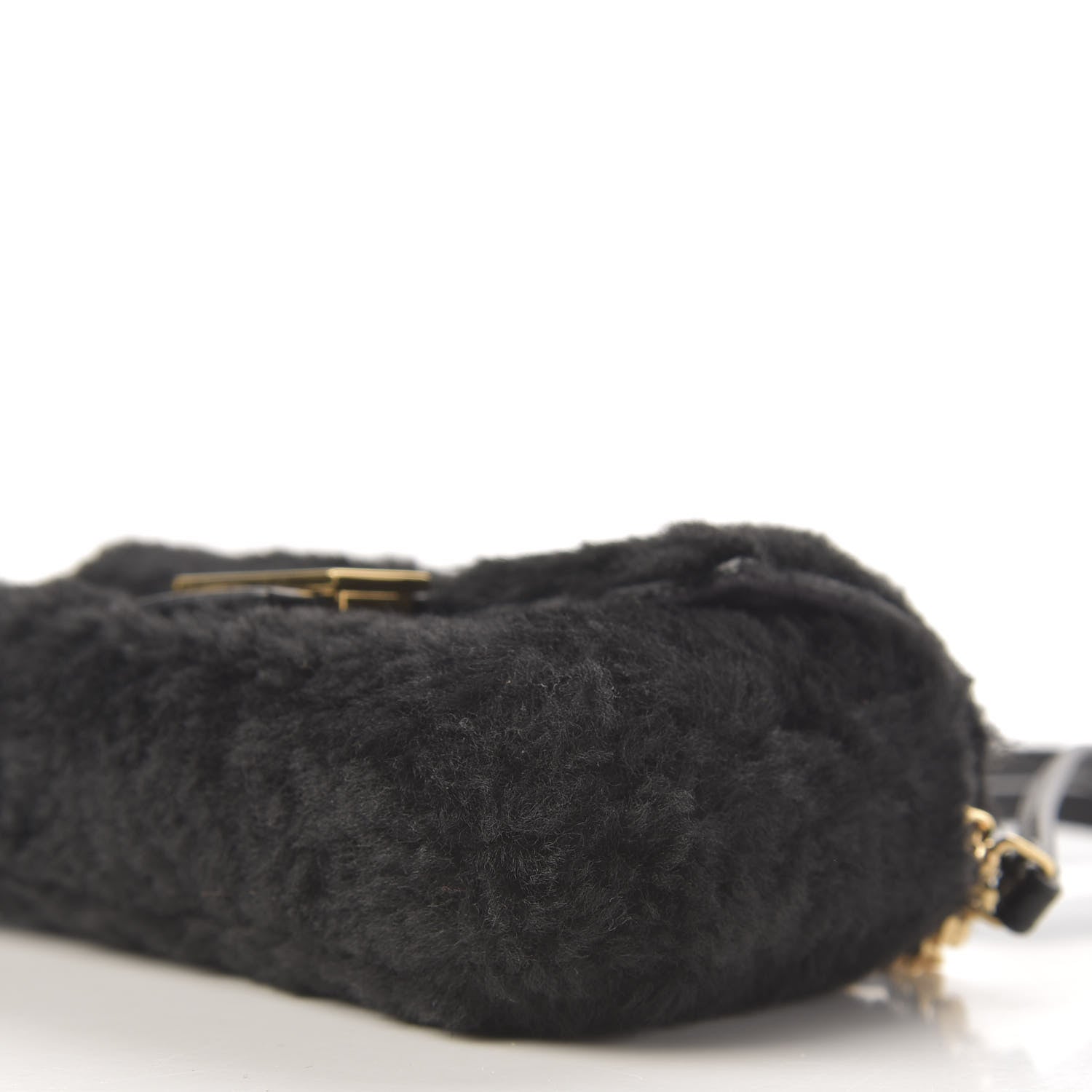 Fendi Shearling Shiny Nappa Micro Baguette Black 7 of 9
