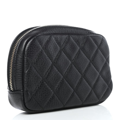 Chanel Calfskin Quilted Small Curvy Pouch Cosmetic Case Black 2 of 4