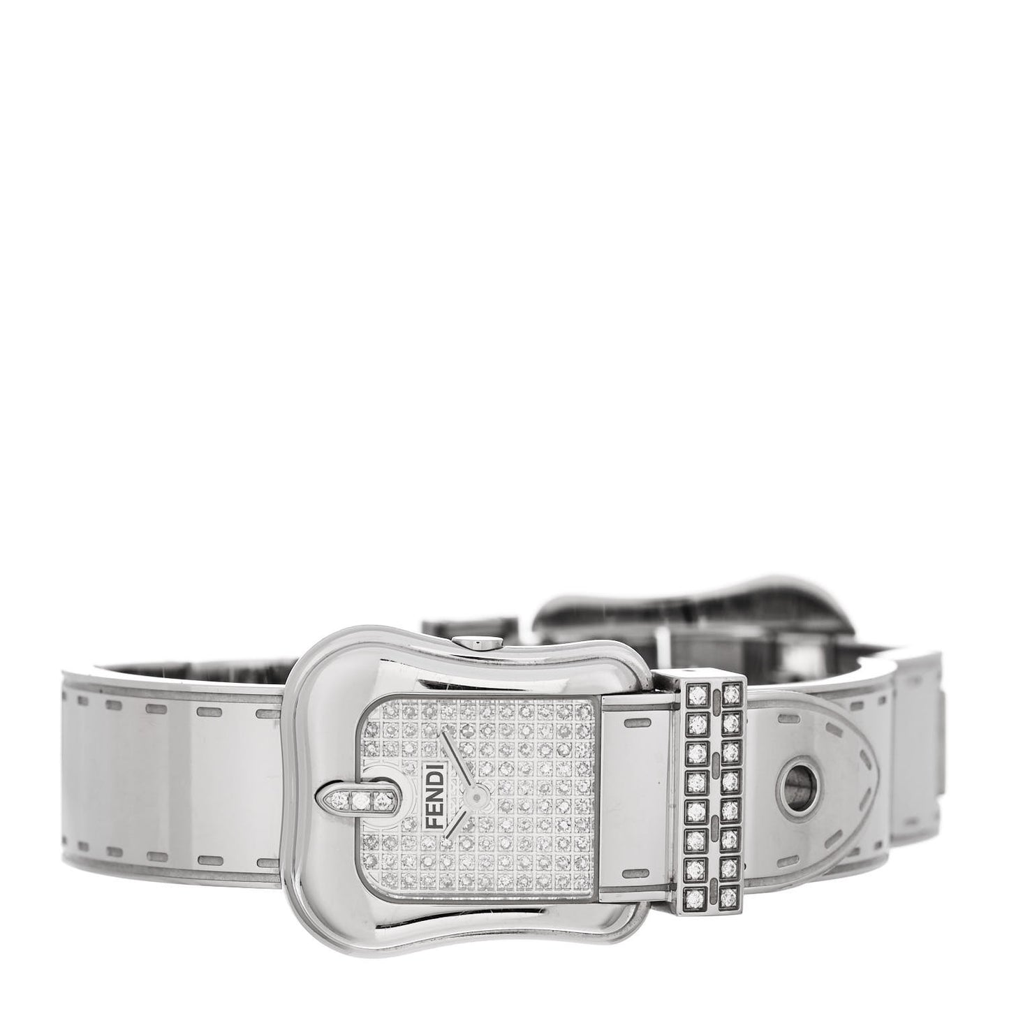 Stainless Steel Diamond 23mm 3800L Buckle Quartz Watch Silver