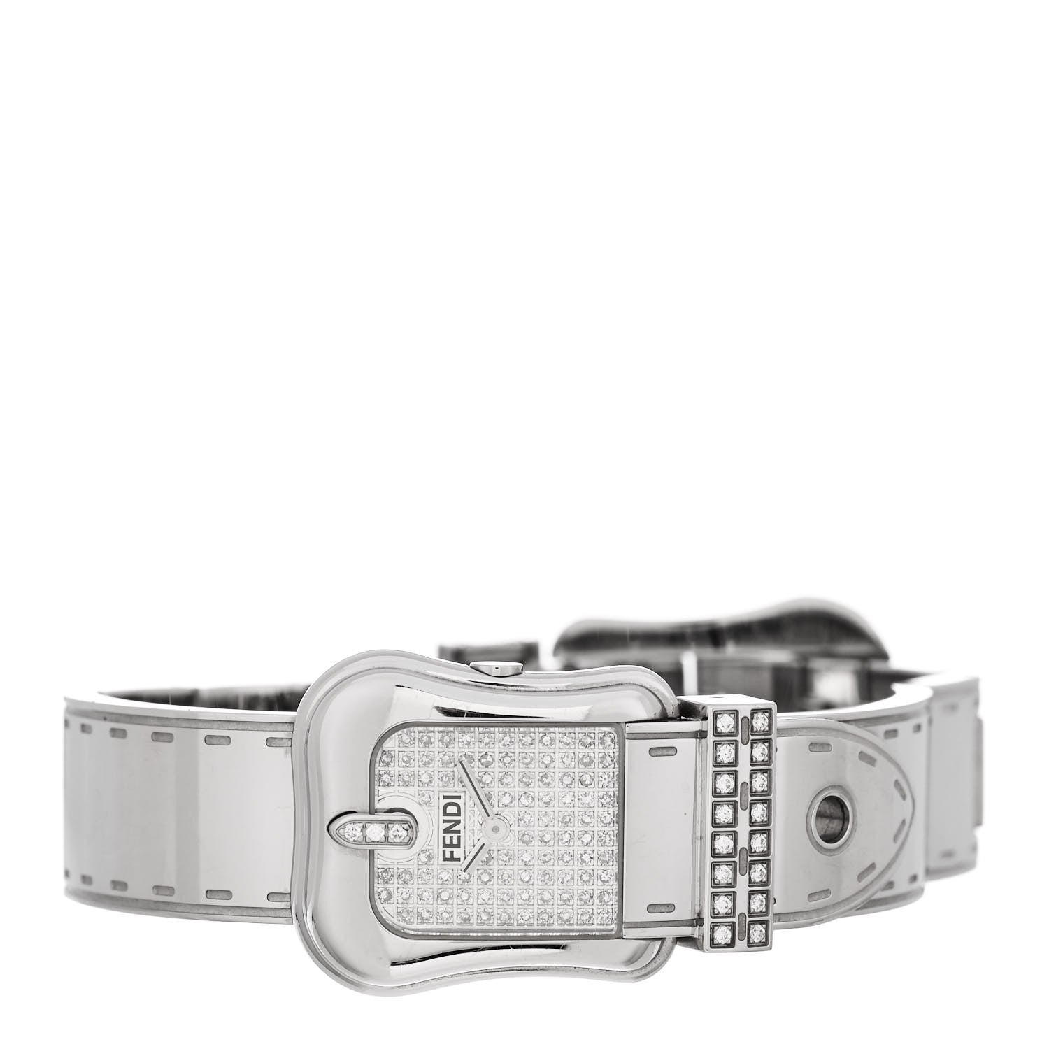Fendi Stainless Steel Diamond 23mm 3800L Buckle Quartz Watch Silver 2 of 5